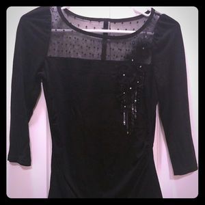White House Black Market Shirt with Flower Detail